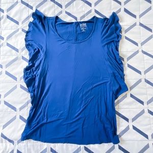 NY&C Blue Ruffle Sleeve Soft Tee